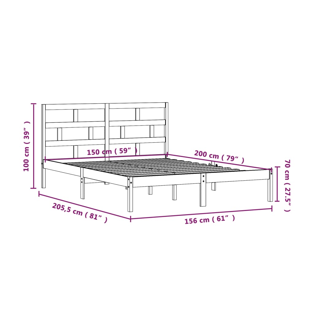 vidaXL Posteljni okvir bel 150x200 cm trden les