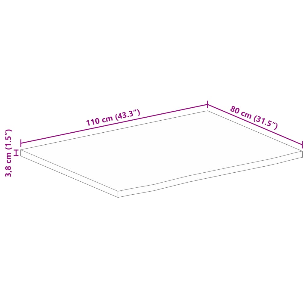 vidaXL Mizna plošča z naravnim robom 110x80x3,8 cm trden mangov les