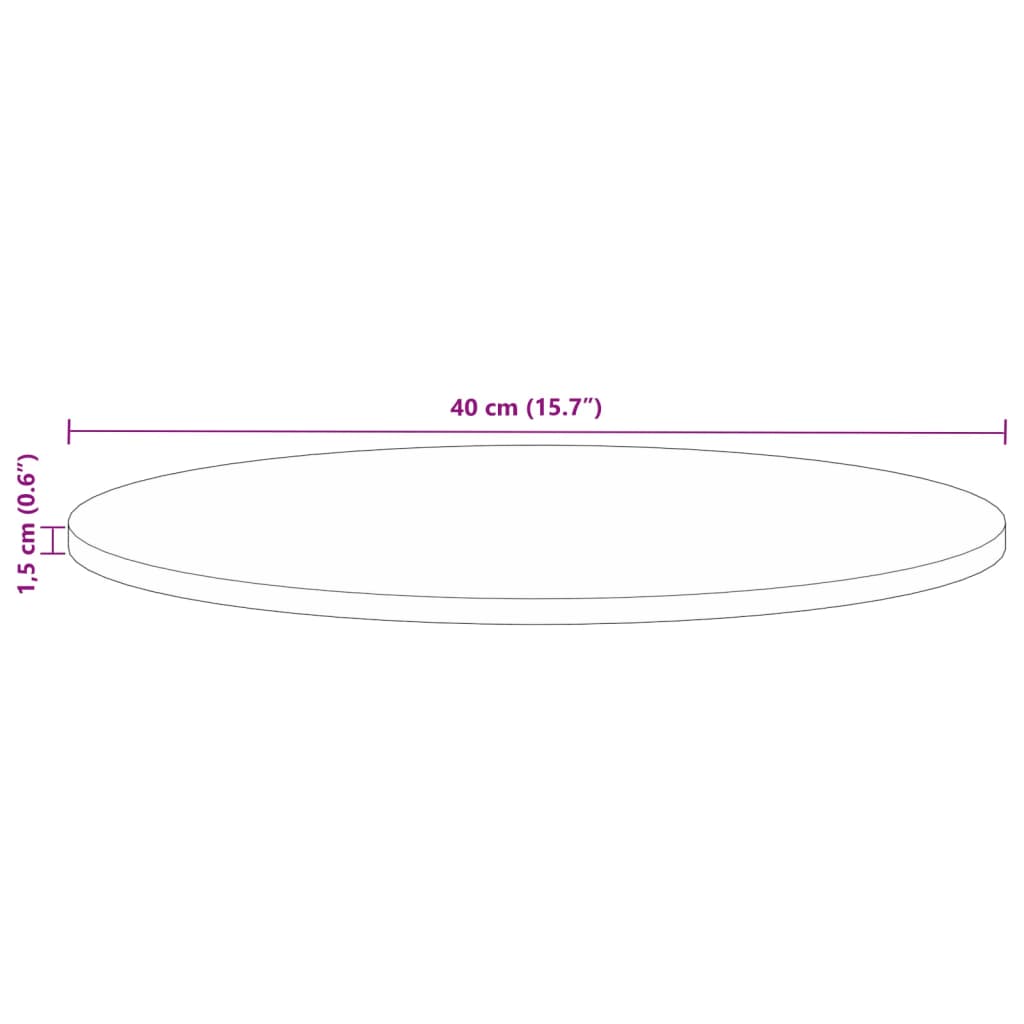 vidaXL Mizna plošča Ø 40x1,5 cm okrogla trden predelan les