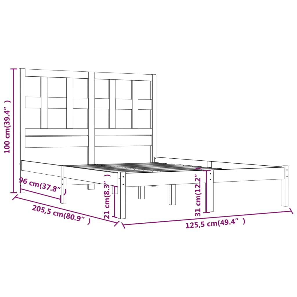 vidaXL Posteljni okvir bel iz trdne borovine 120x200 cm