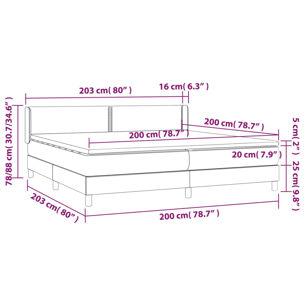 vidaXL Box spring postelja z vzmetnico svetlo siva 200x200 cm blago