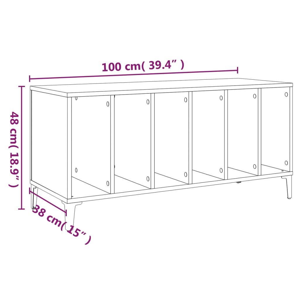 vidaXL Omarica za gramofonske plošče črna 100x38x48 cm inženirski les