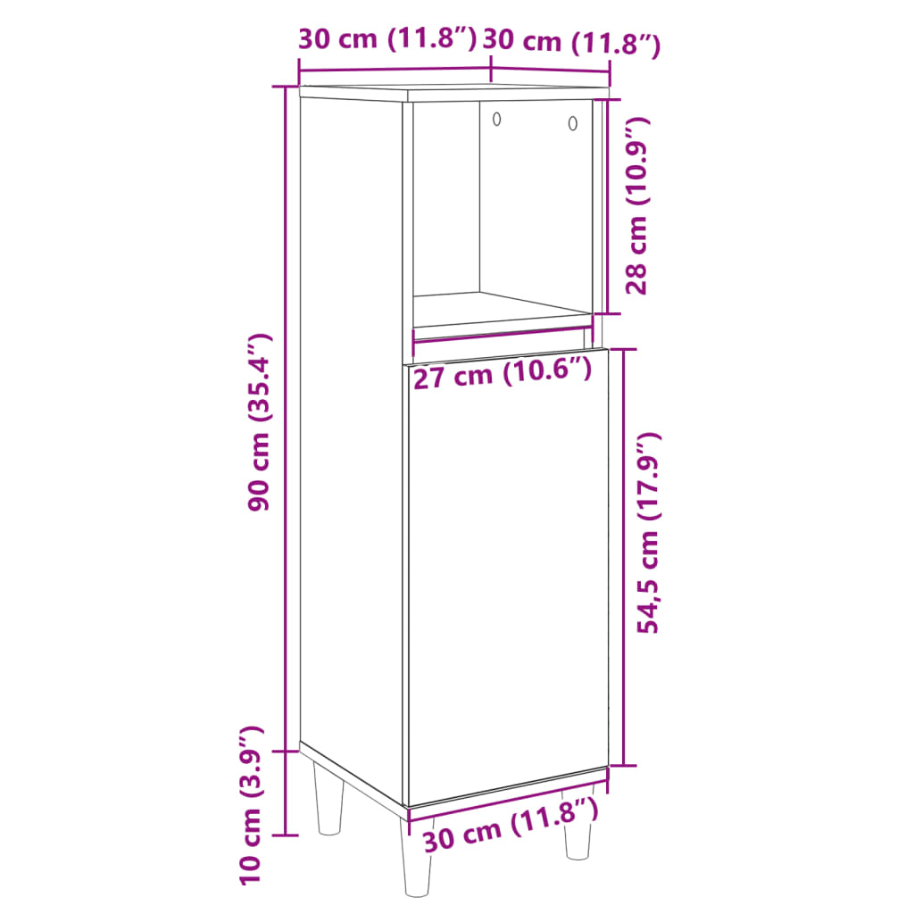 vidaXL Kopalniška omarica sonoma hrast 30x30x100 cm inženirski les