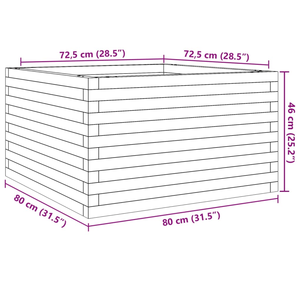 vidaXL Vrtno cvetlično korito 80x80x46 cm trden les douglas