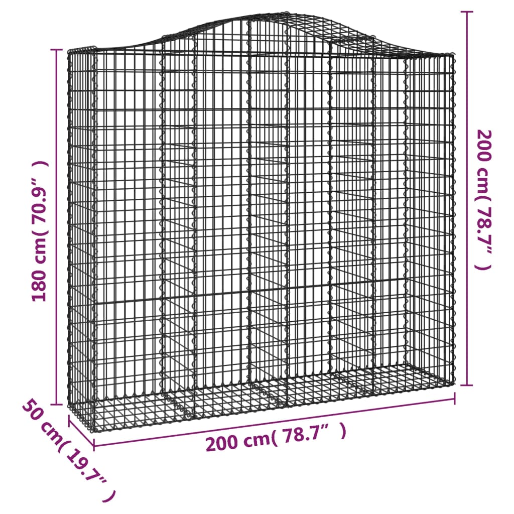 vidaXL Obokane gabion košare 25kosov 200x50x180/200cm pocinkano železo