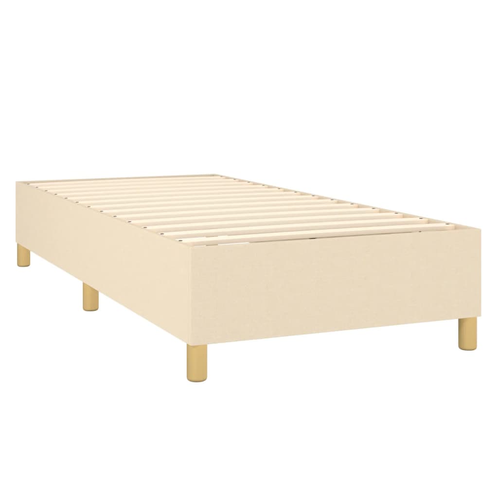 vidaXL Box spring postelja z vzmetnico krem 90x200 cm blago