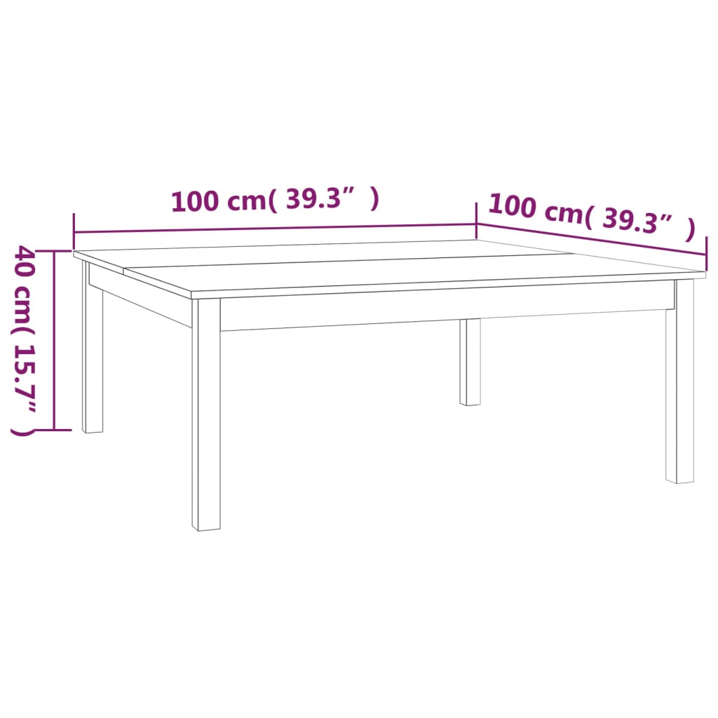 vidaXL Klubska mizica 100x100x40 trdna borovina