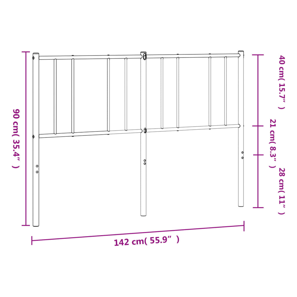 vidaXL Kovinsko vzglavje belo 135 cm