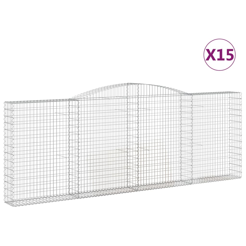 vidaXL Obokane gabion košare 15kosov 400x30x140/160cm pocinkano železo