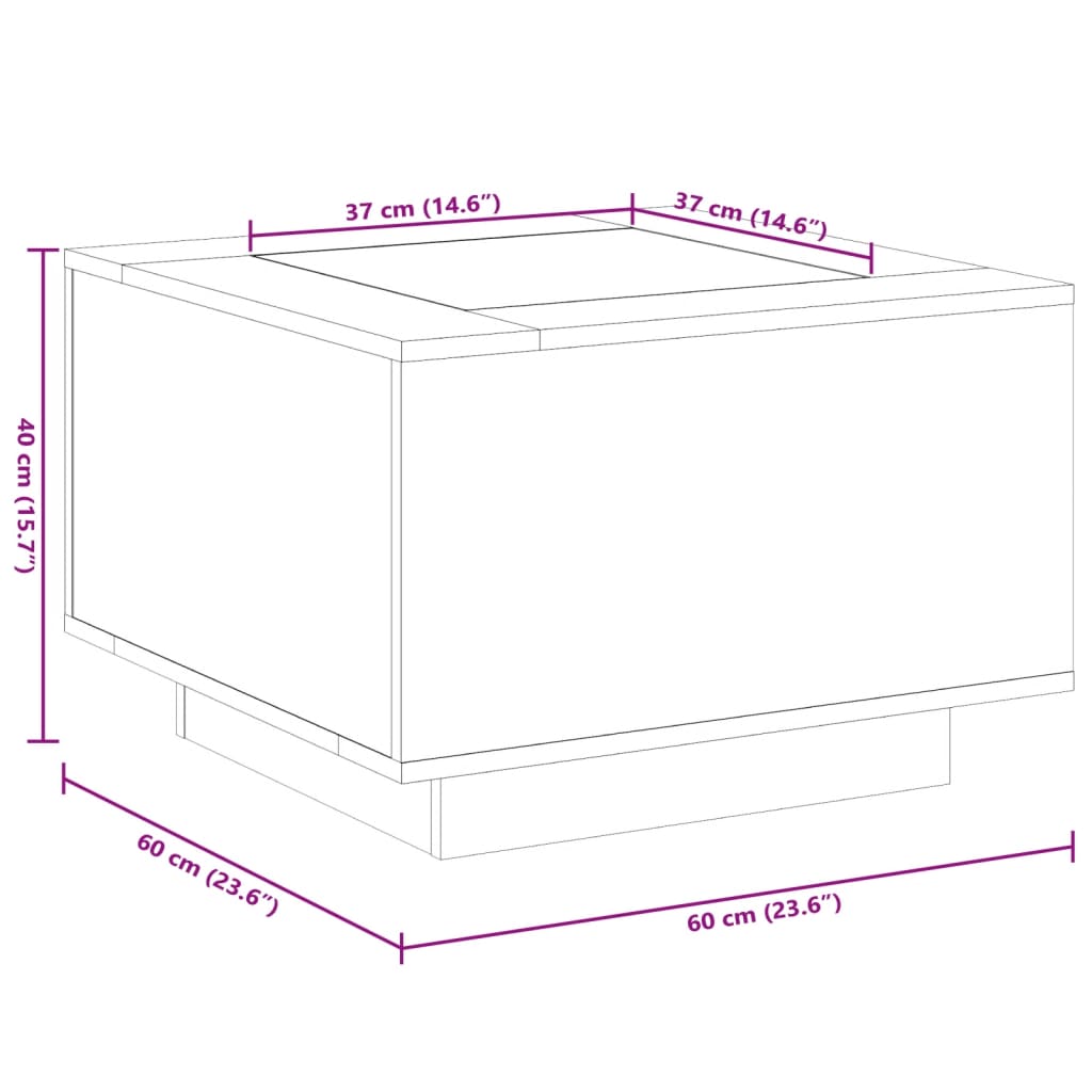 vidaXL Klubska mizica LED betonsko siva 60x60x40 cm inženirski les