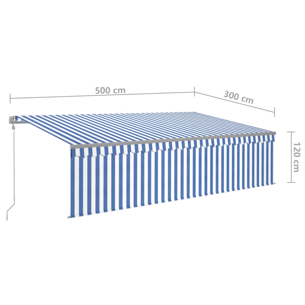 vidaXL Avtomatsko zložljiva tenda s senčilom 5x3 m modra in bela