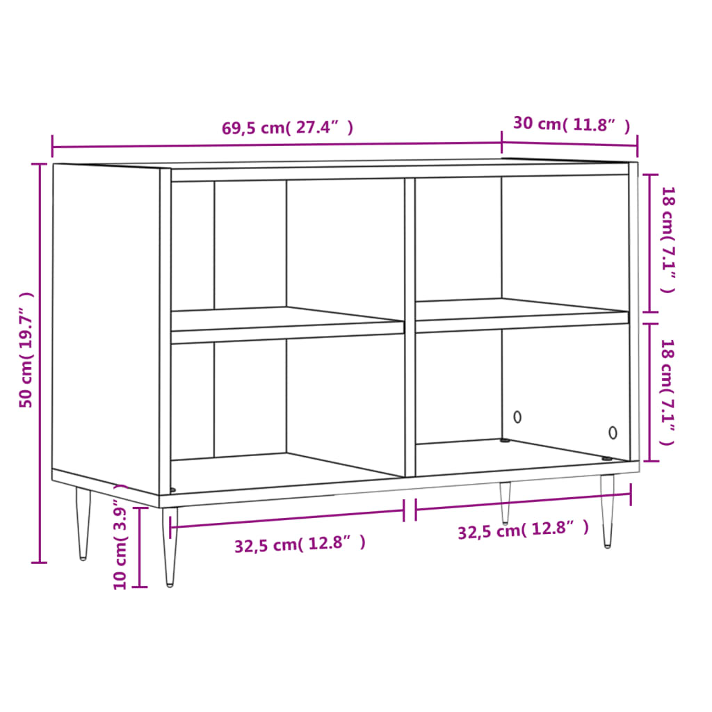 vidaXL TV omarica bela 69,5x30x50 cm inženirski les