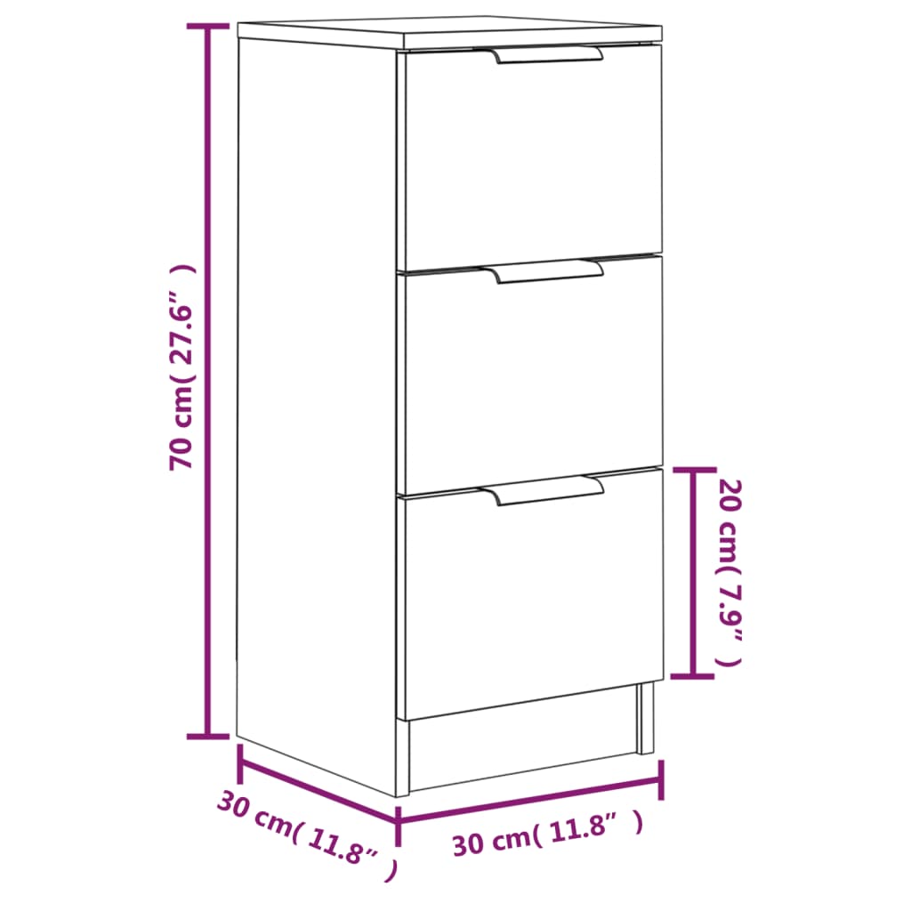 vidaXL Komoda 2 kosa rjavi hrast 30x30x70 cm konstruiran les