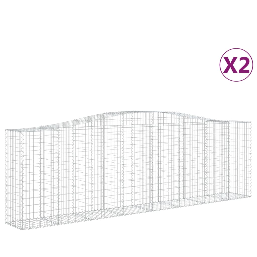 vidaXL Obokane gabion košare 2 kosa 400x50x120/140 cm pocinkano železo