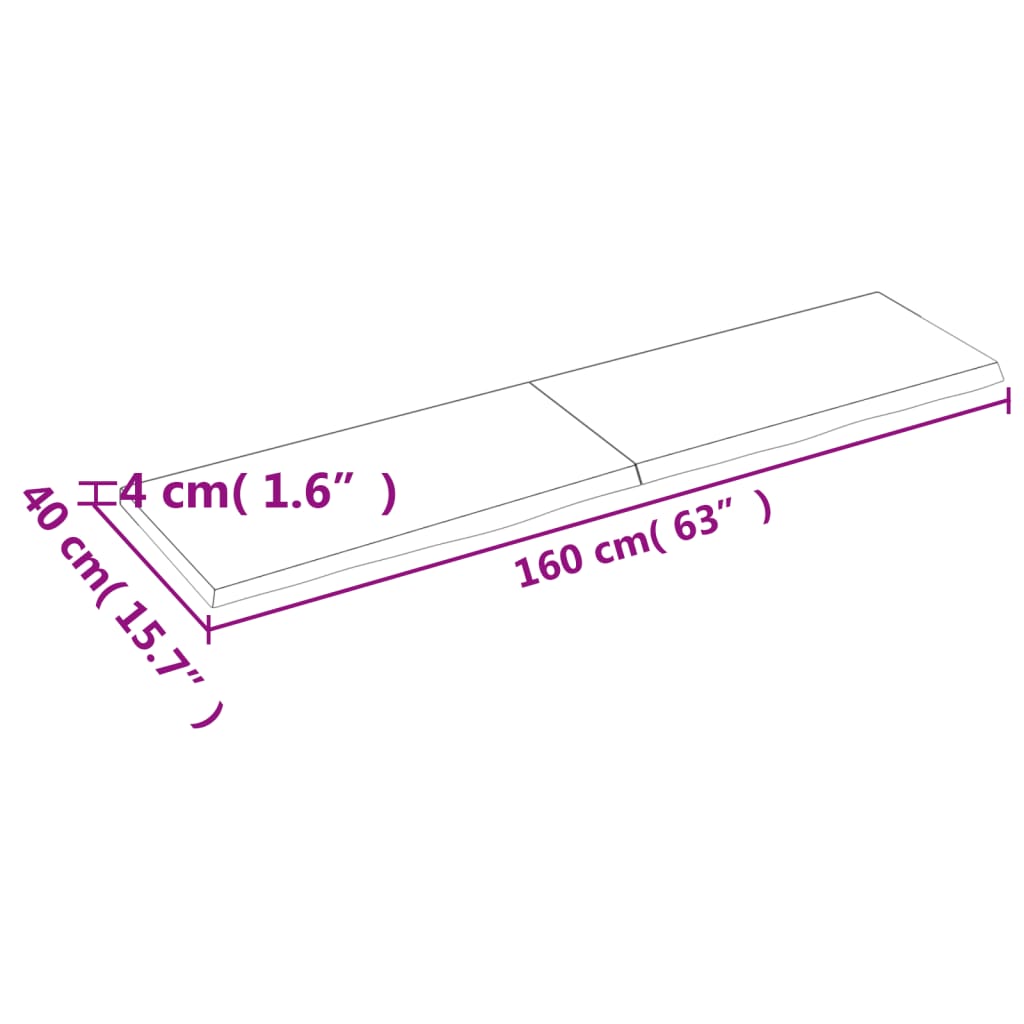 vidaXL Kopalniški pult 160x40x(2-4) cm neobdelan trden les