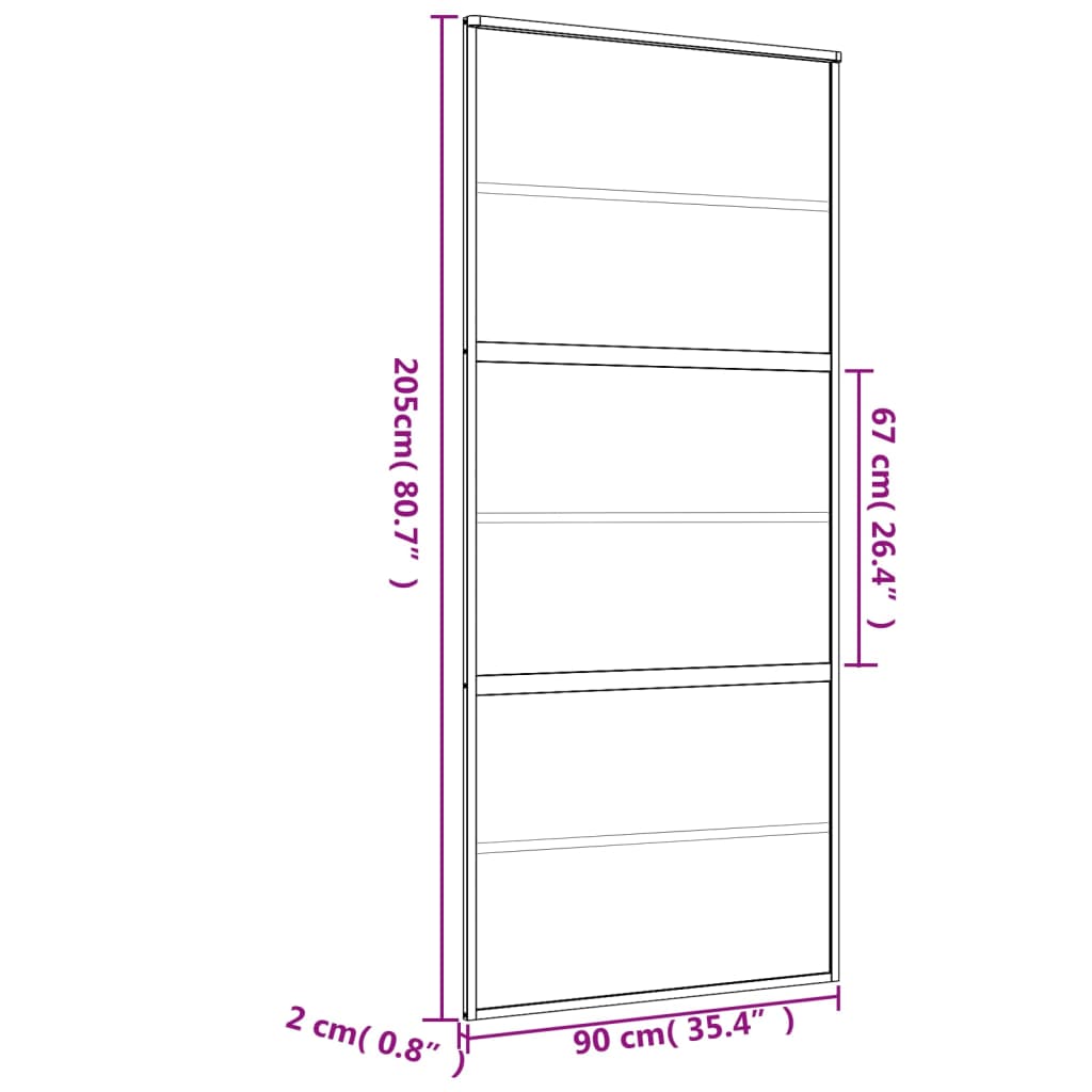 vidaXL Drsna vrata zlata 90x205 cm mat ESG steklo in aluminij