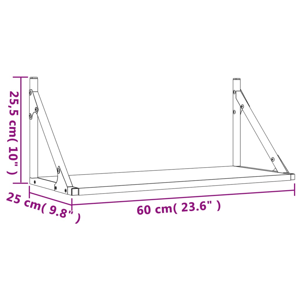 vidaXL Stenska polica 2 kosa sonoma hrast 60x25x25,5 cm inženirski les