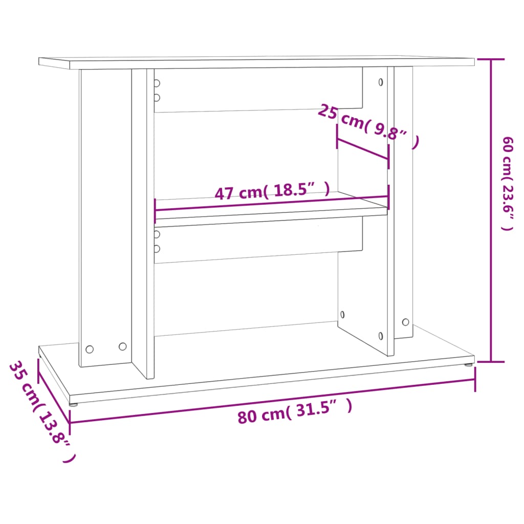 vidaXL Stojalo za akvarij siva sonoma 80x35x60 cm inženirski les