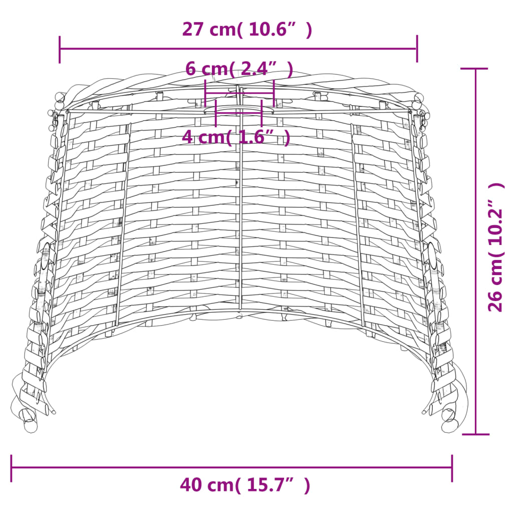 vidaXL Senčilo za stropno svetilko belo Ø40x26 cm pleteno