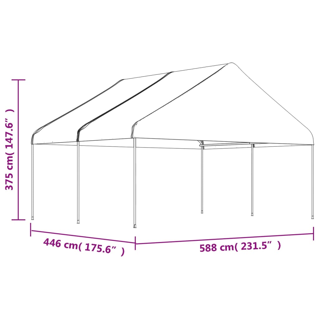 vidaXL Paviljon s streho bel 4,46x5,88x3,75 m polietilen