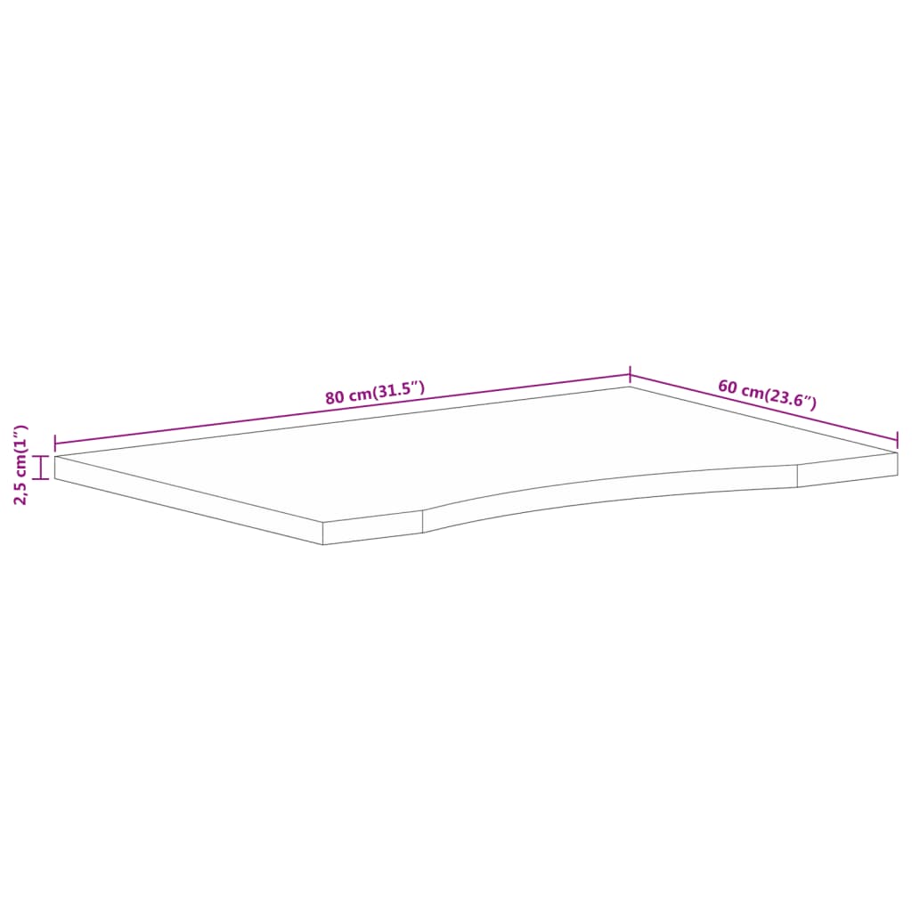 vidaXL Mizna plošča ukrivljena 80x60x2,5 cm trden mangov les