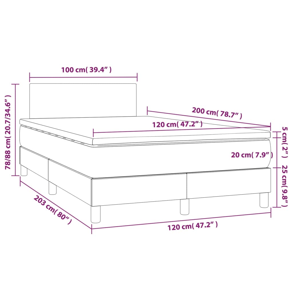 vidaXL Box spring postelja z vzmetnico kapučino 120x200cm umetno usnje