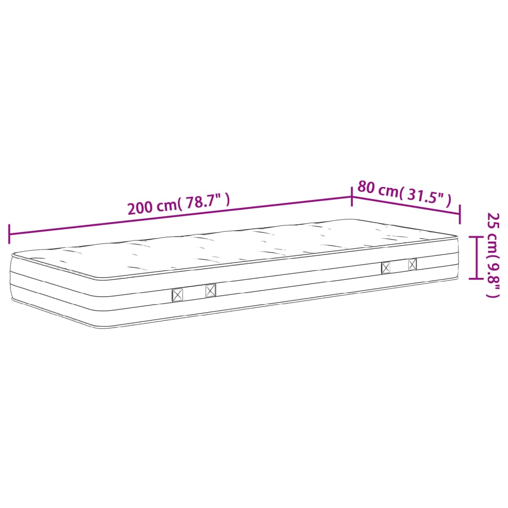 vidaXL Vzmetnica z žepkastim vzmetenjem srednje trda 80x200 cm