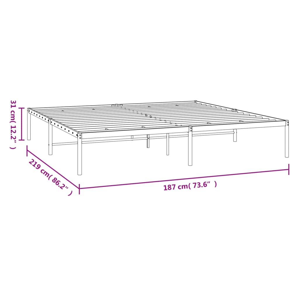 vidaXL Kovinski posteljni okvir bel 183x213 cm