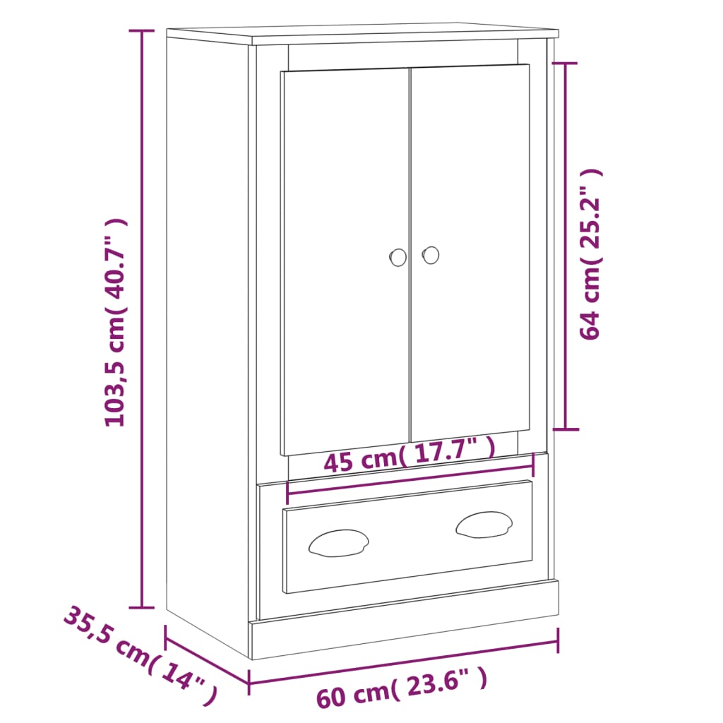 vidaXL Visoka omara rjav hrast 60x35,5x103,5 cm inženirski les