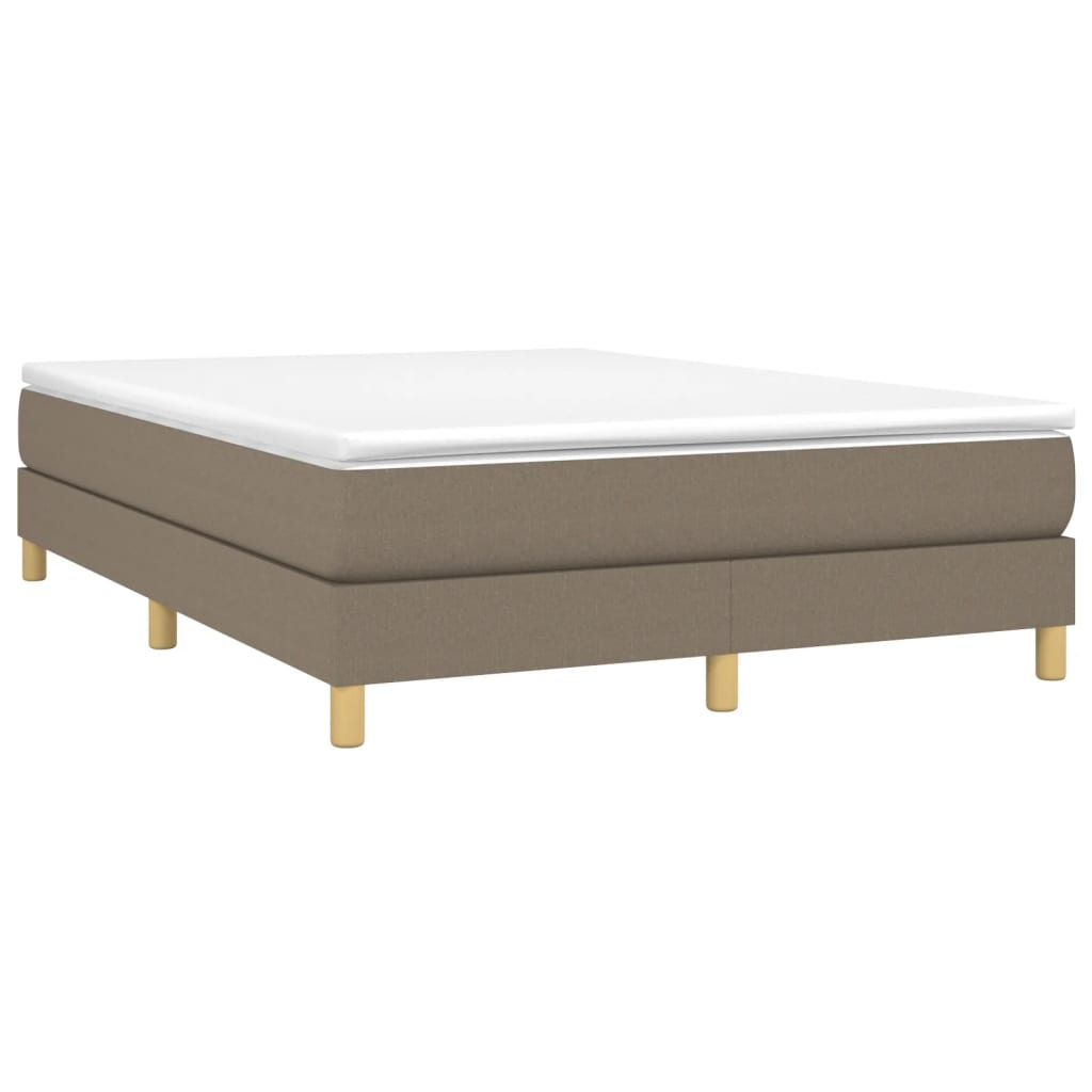 vidaXL Box spring postelja z vzmetnico taupe 140x190 cm blago