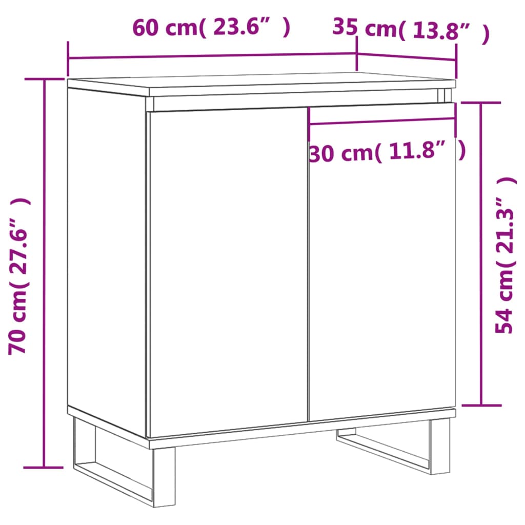 vidaXL Komoda rjav hrast 60x35x70 cm inženirski les