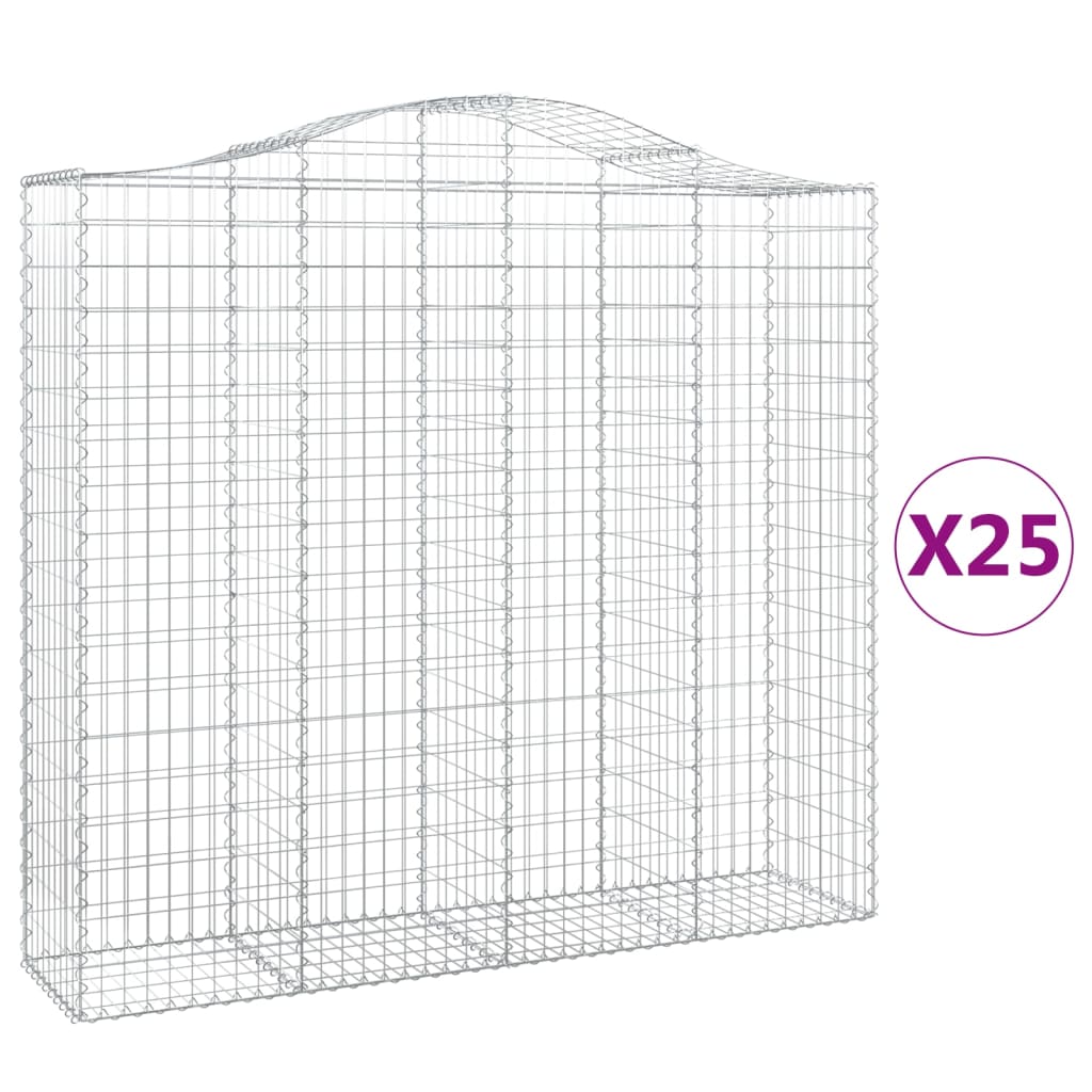 vidaXL Obokane gabion košare 25kosov 200x50x180/200cm pocinkano železo