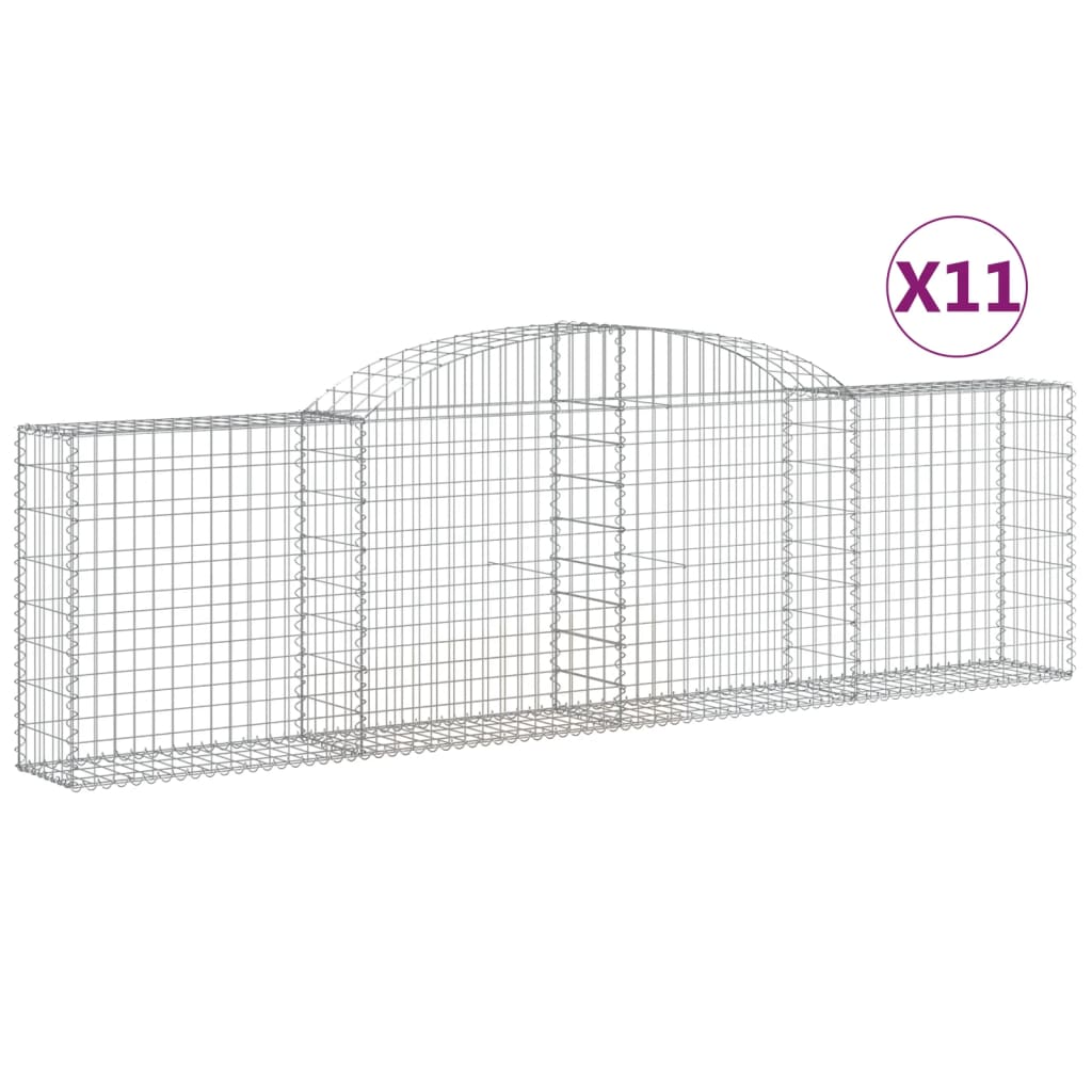 vidaXL Obokane gabion košare 11 kosa 300x30x80/100 cm pocinkano železo