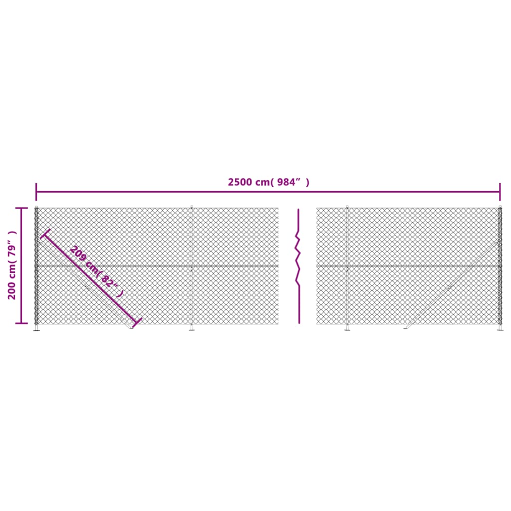 vidaXL Mrežna ograja s prirobnico antracit 2x25 m