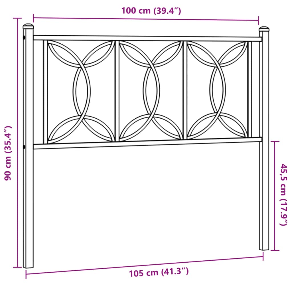 vidaXL Kovinsko vzglavje belo 100 cm