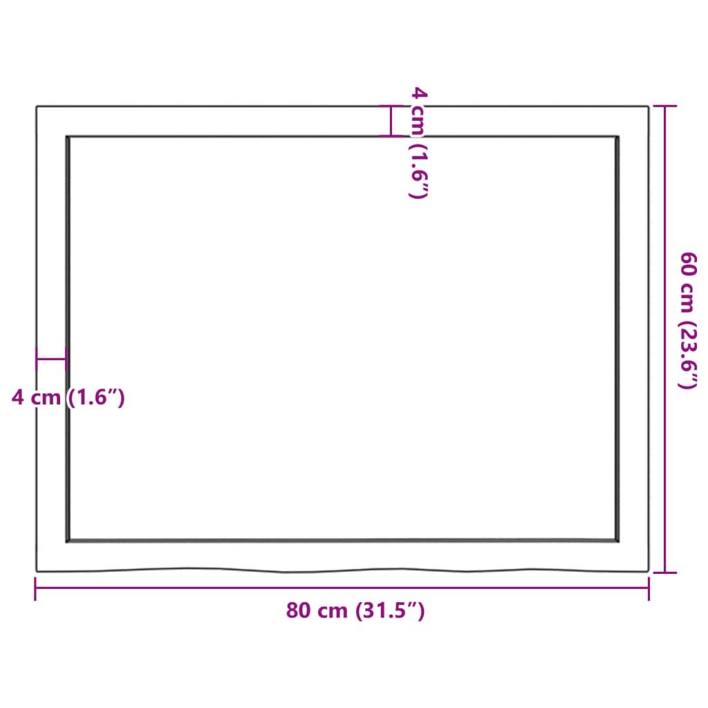 vidaXL Mizna plošča 80x60x(2-6) cm neobdelana trdna hrastovina