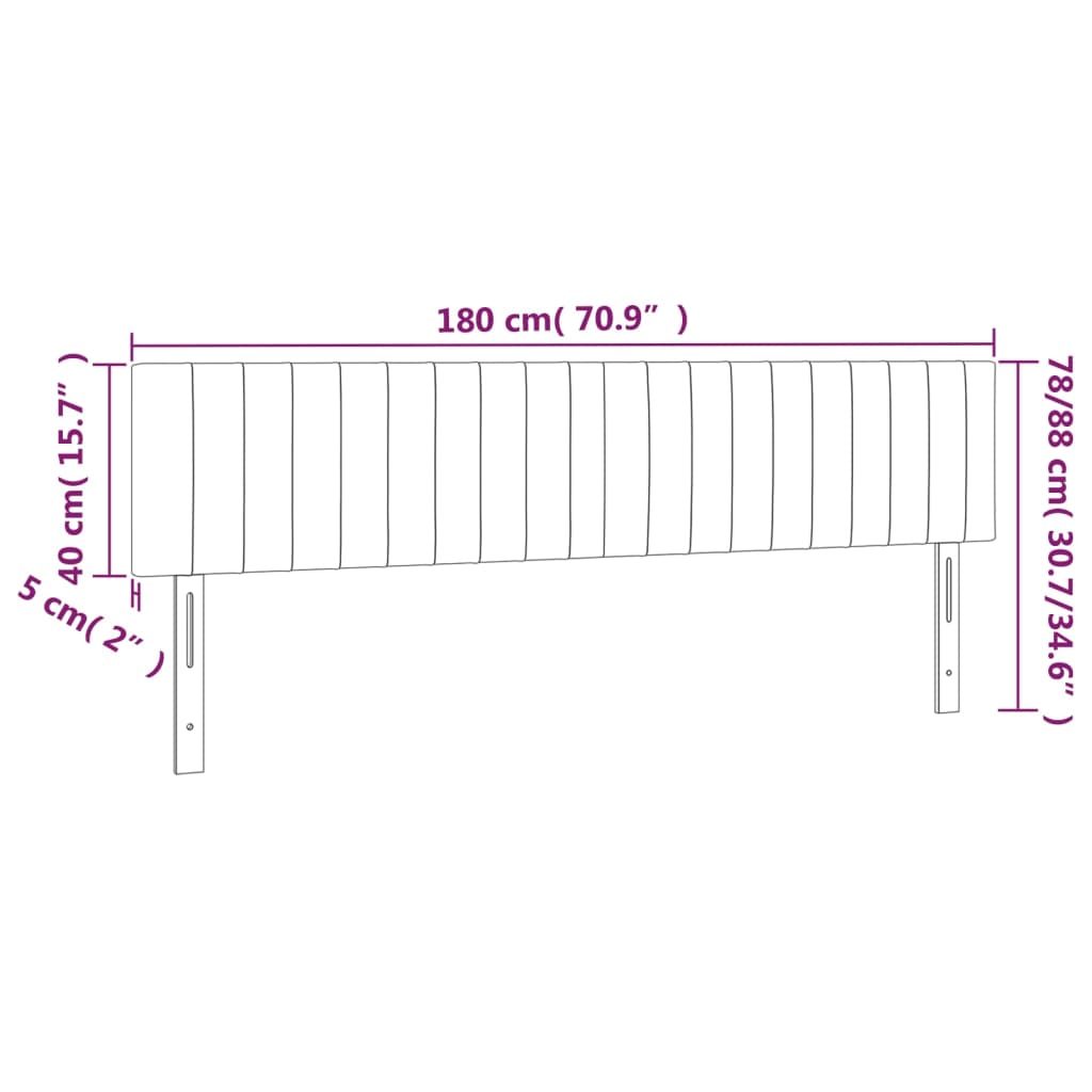 vidaXL LED posteljno vzglavje temno sivo 180x5x78/88 cm žamet