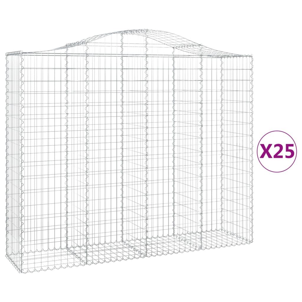 vidaXL Obokane gabion košare 25kosa 200x50x160/180 cm pocinkano železo