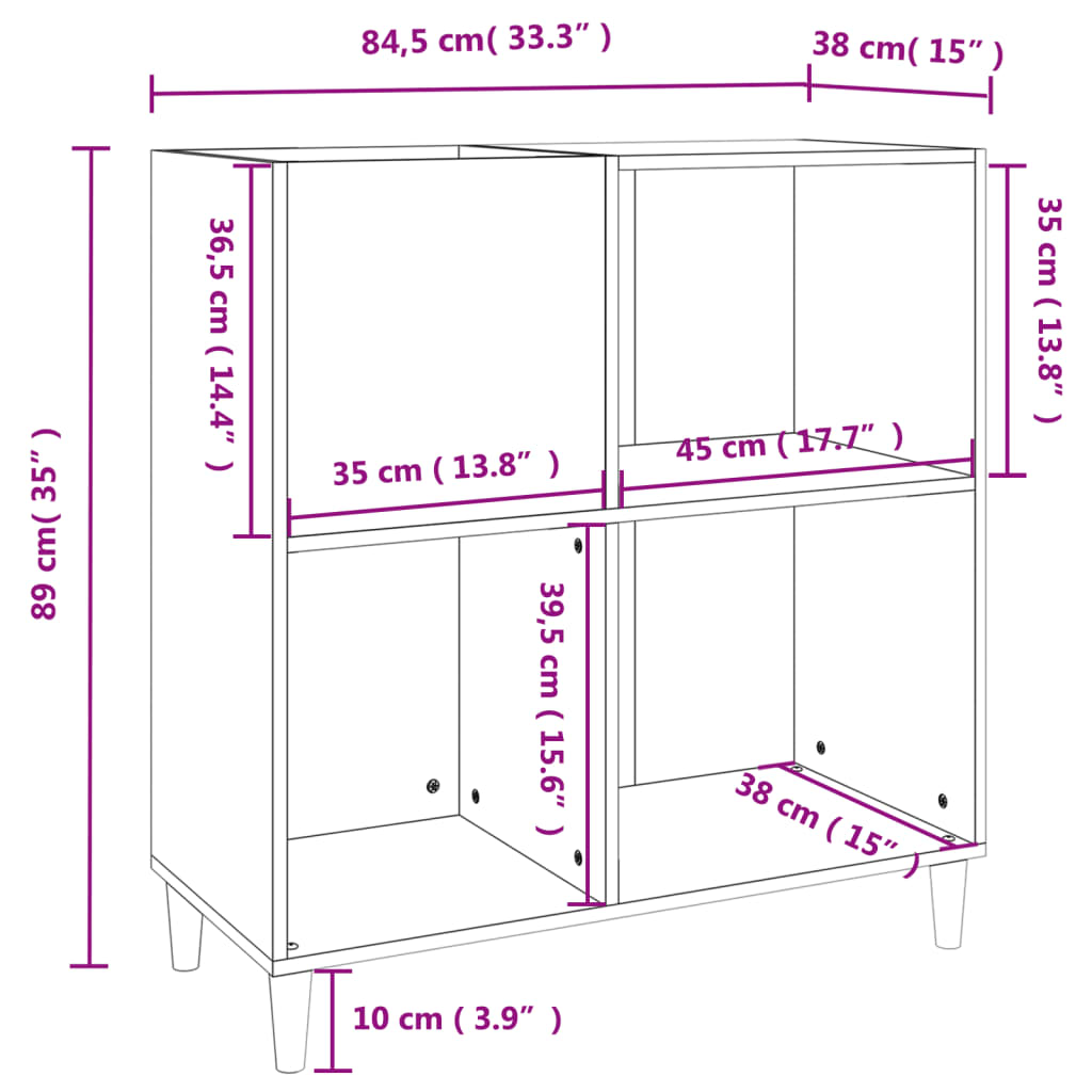 vidaXL Omarica za gramofonske plošče siva sonoma 84,5x38x89cm inž. les