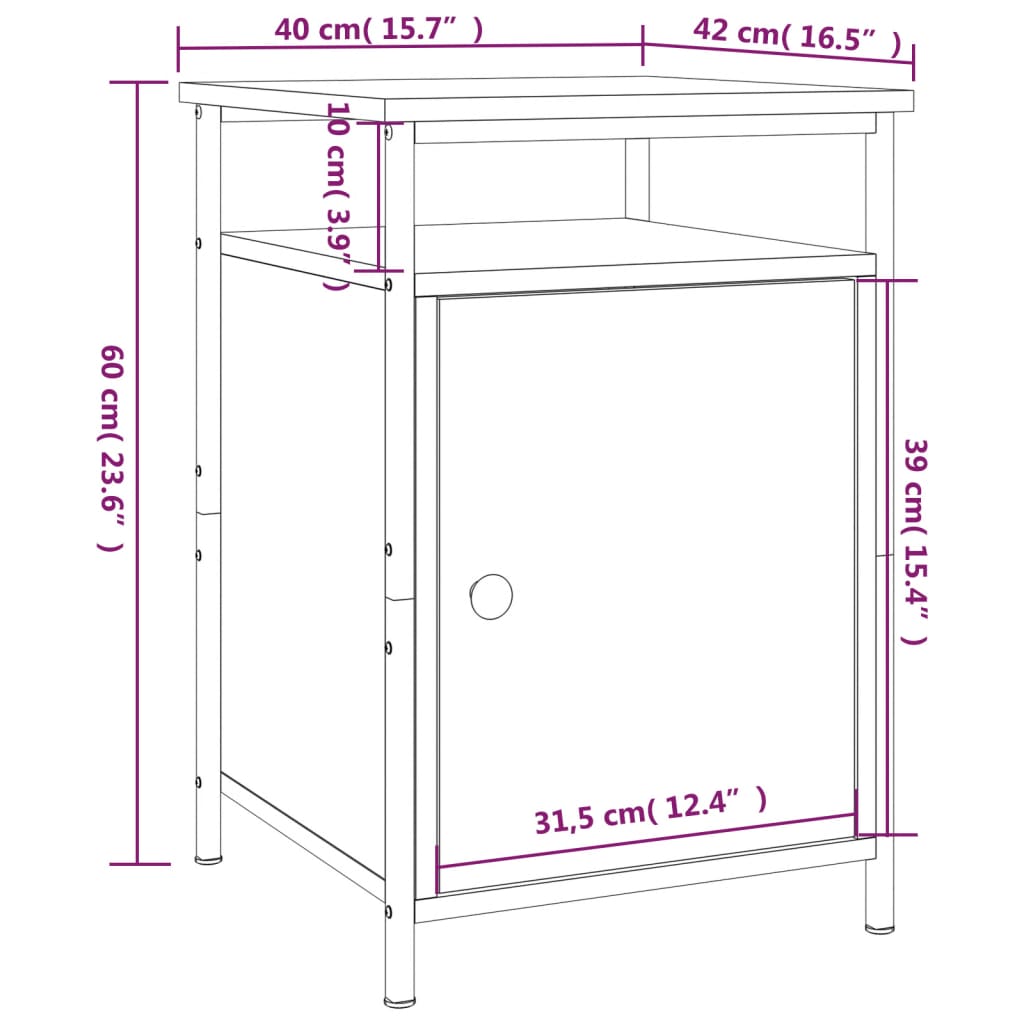 vidaXL Nočna omarica sonoma hrast 40x42x60 cm inženirski les