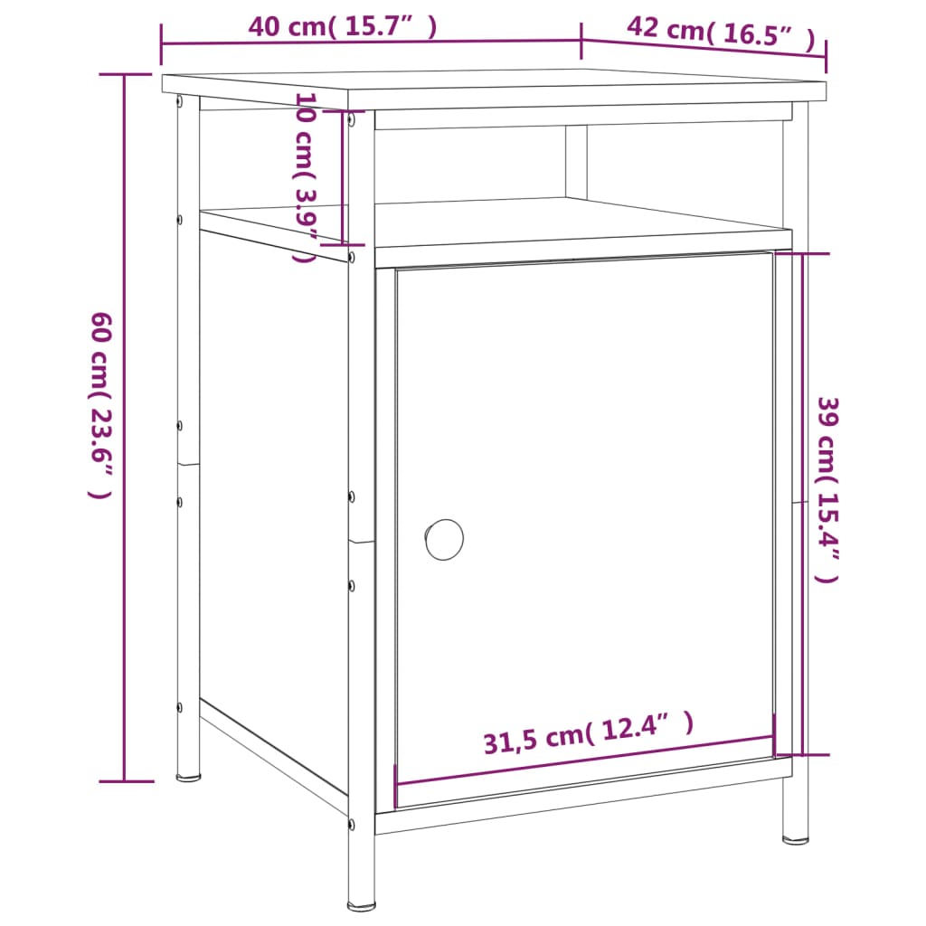 vidaXL Nočna omarica 2 kosa črna 40x42x60 cm inženirski les