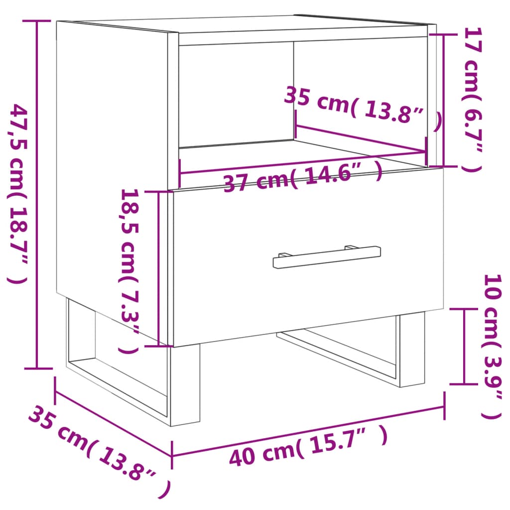 vidaXL Nočna omarica 2 kosa rjavi hrast 40x35x47,5 cm inženirski les