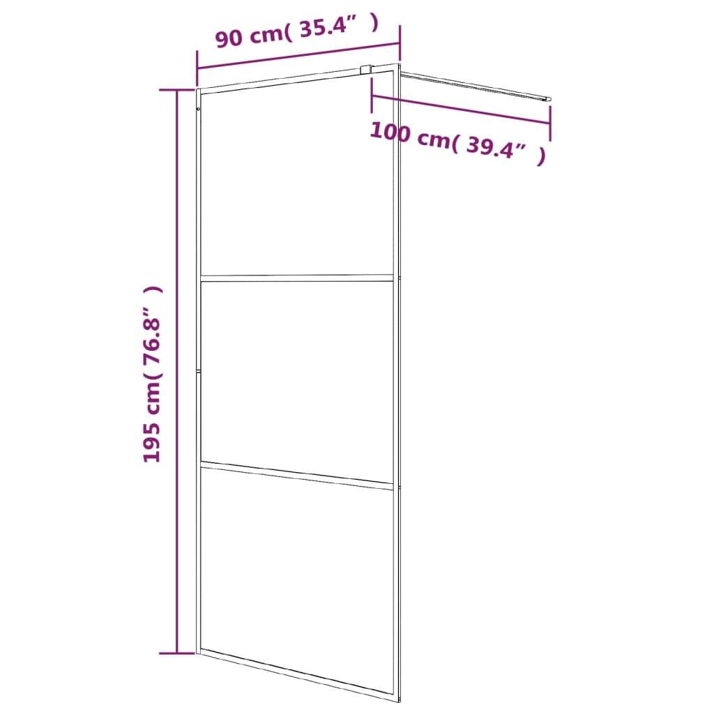 vidaXL Pregrada za tuš črna 90x195 cm prozorno ESG steklo