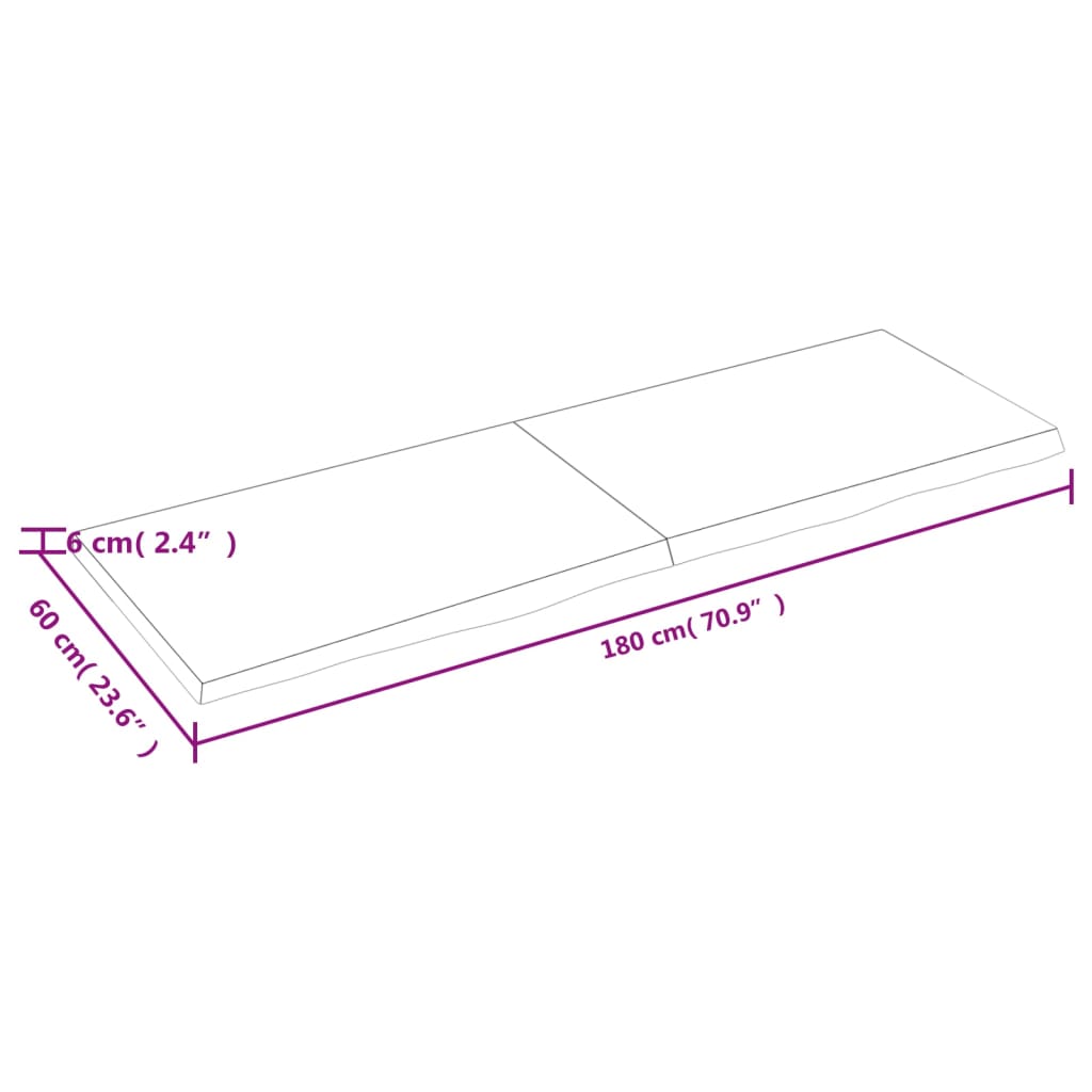 vidaXL Mizna plošča 180x60x(2-6) cm neobdelana trdna hrastovina