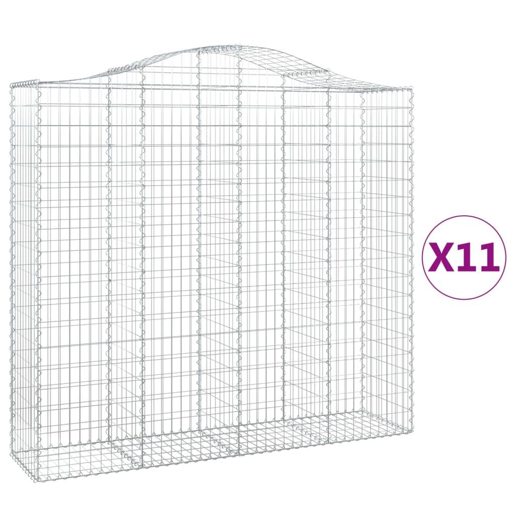 vidaXL Obokane gabion košare 11kosi 200x50x180/200 cm pocinkano železo