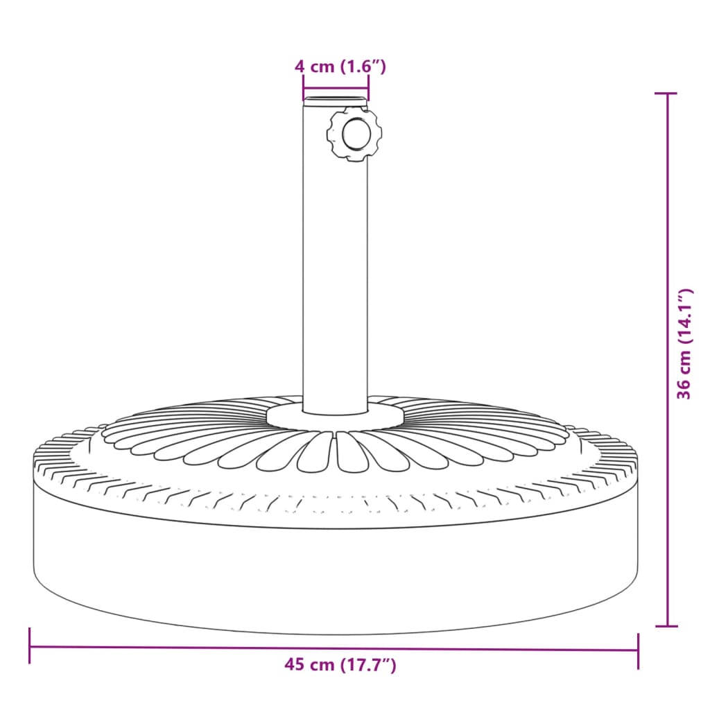 vidaXL Podstavek za senčnik velikost palice Ø38/48 mm 25 kg okrogel