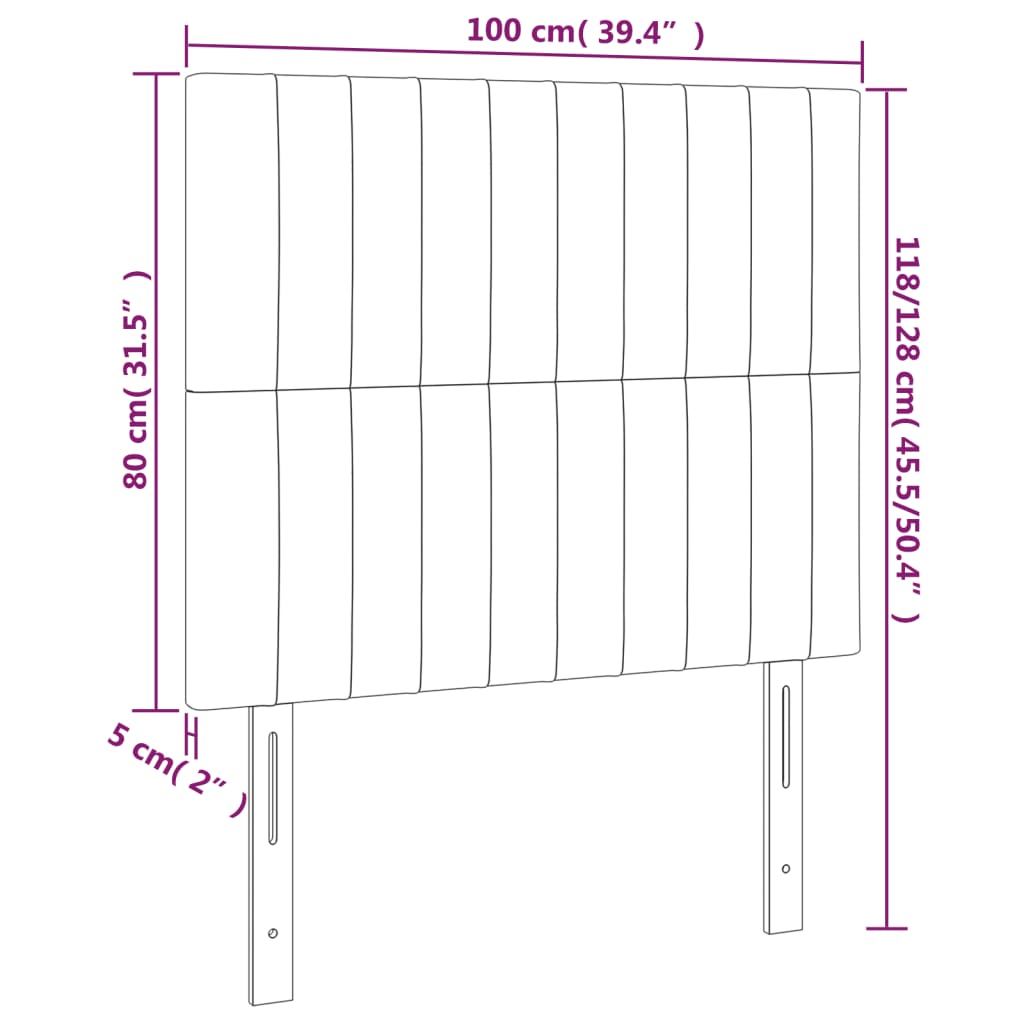 vidaXL LED posteljno vzglavje roza 100x5x118/128 cm žamet