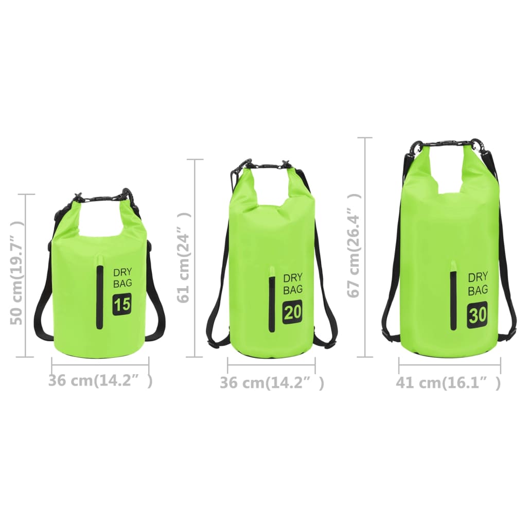 vidaXL Torba Dry Bag z zadrgo zelena 20 L PVC