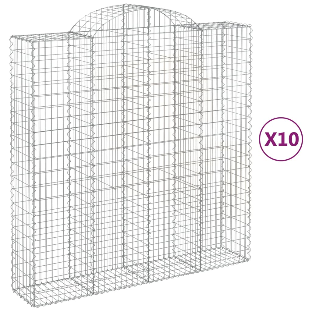 vidaXL Obokana gabion košara 10 kos 200x50x200/220 cm pocinkano železo