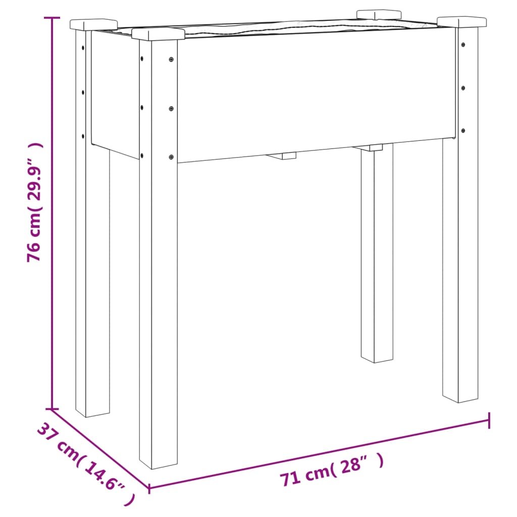 vidaXL Korito s podlogo sive barve 71x37x76 cm trden les jelke